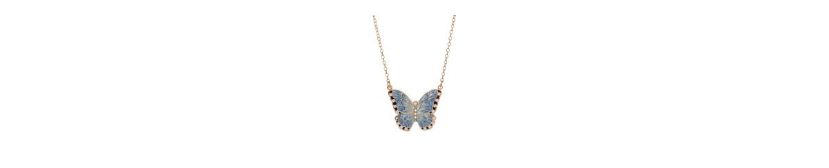 2028 Enamel Crystal Blue Butterfly Necklace