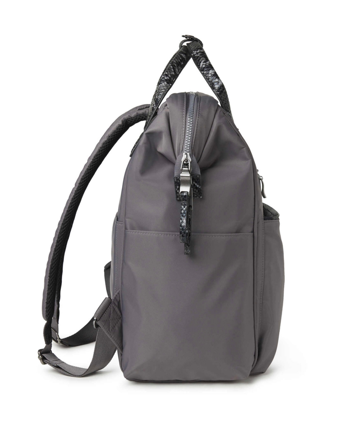 Baggallini Soho Backpack In Smoke,faux Python Trim - Nylon