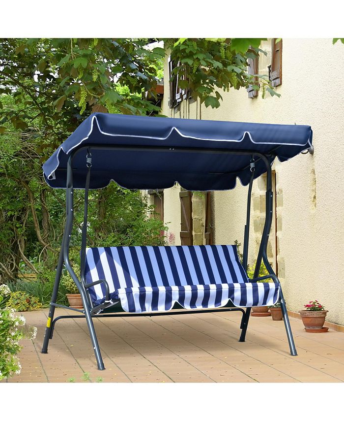 Outsunny 3Person Porch Swing with Canopy, Patio Swing Chair, Outdoor