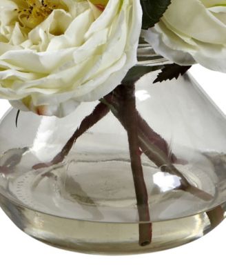 Fancy White Rose Arrangement with Vase