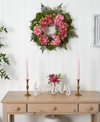 24" Pink Hydrangea & Berry Artificial Wreath