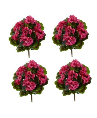4-Pc. Geranium UV-Resistant Indoor/Outdoor Artificial Bush Set