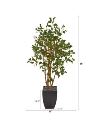 58in. Ficus Artificial Tree in Black Planter