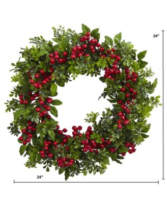 24" Berry Boxwood Wreath
