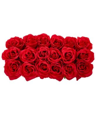 Dozen Silk Roses in Ceramic Rectangular Planter
