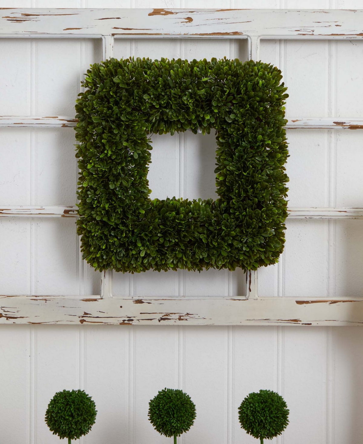NEARLY NATURAL 17" TEA LEAF SQUARE WREATH 