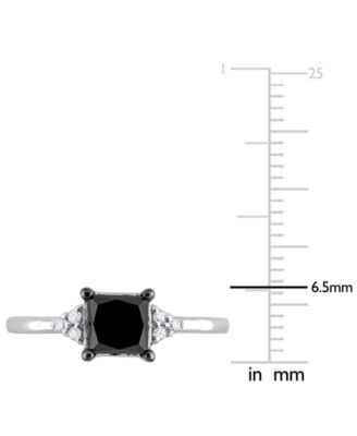 Black Diamond (3/4 ct. t.w.) & White Diamond (1/4 ct. t.w.) Princess-Cut Engagement Ring in 14k White Gold