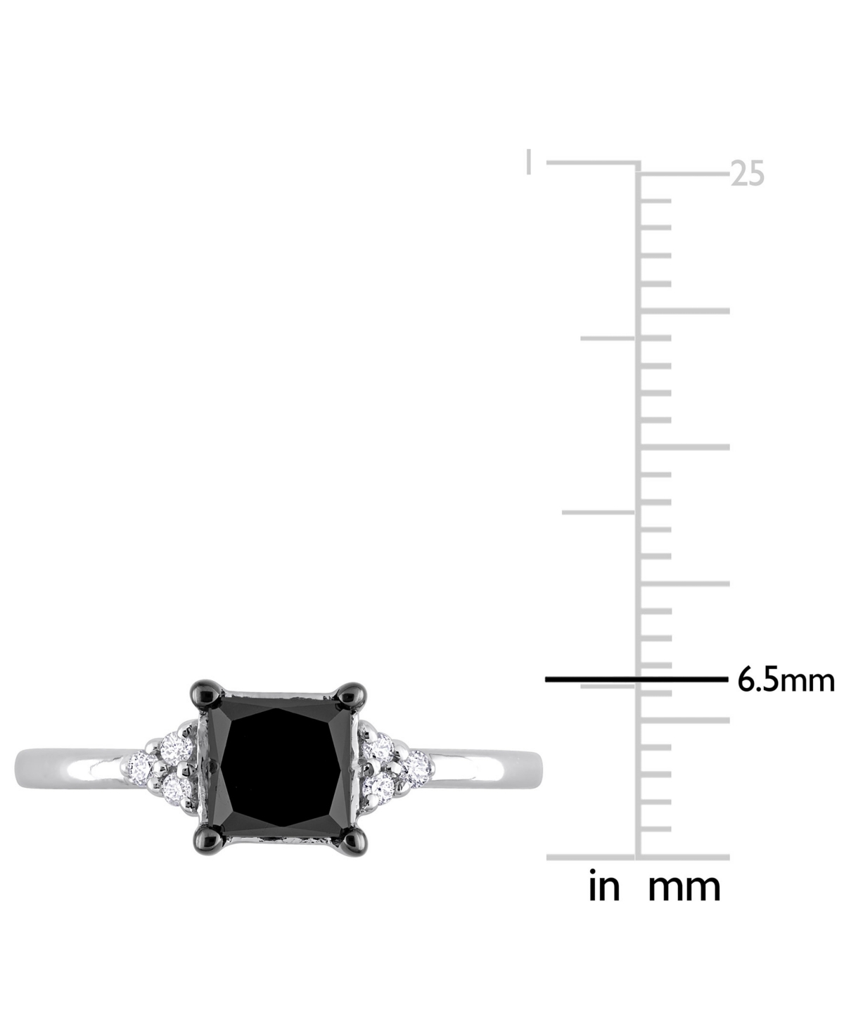 Black Diamond (3/4 ct. t.w.) & White Diamond (1/4 ct. t.w.) Princess-Cut Engagement Ring in 14k- White Gold