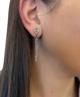 Chocolatier Chocolate Quartz (5/8 ct. t.w.) & Chocolate Diamonds (3/8 ct. t.w.) Linear Drop Earrings in 14k White Gold