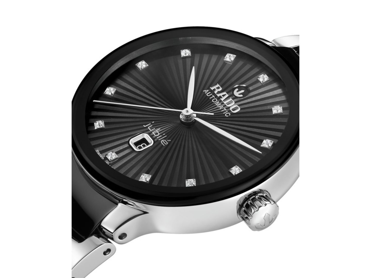 Женские часы Rado Swiss Automatic Centrix Diamond (1/20 ct. t.w.) Black High-Tech Ceramic & Stainless Steel Bracelet Watch 31mm — фото 2