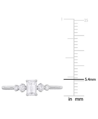 Diamond Emerald- & Round-Cut Three Stone Engagement Ring (1/2 ct. t.w.) in 14k White Gold