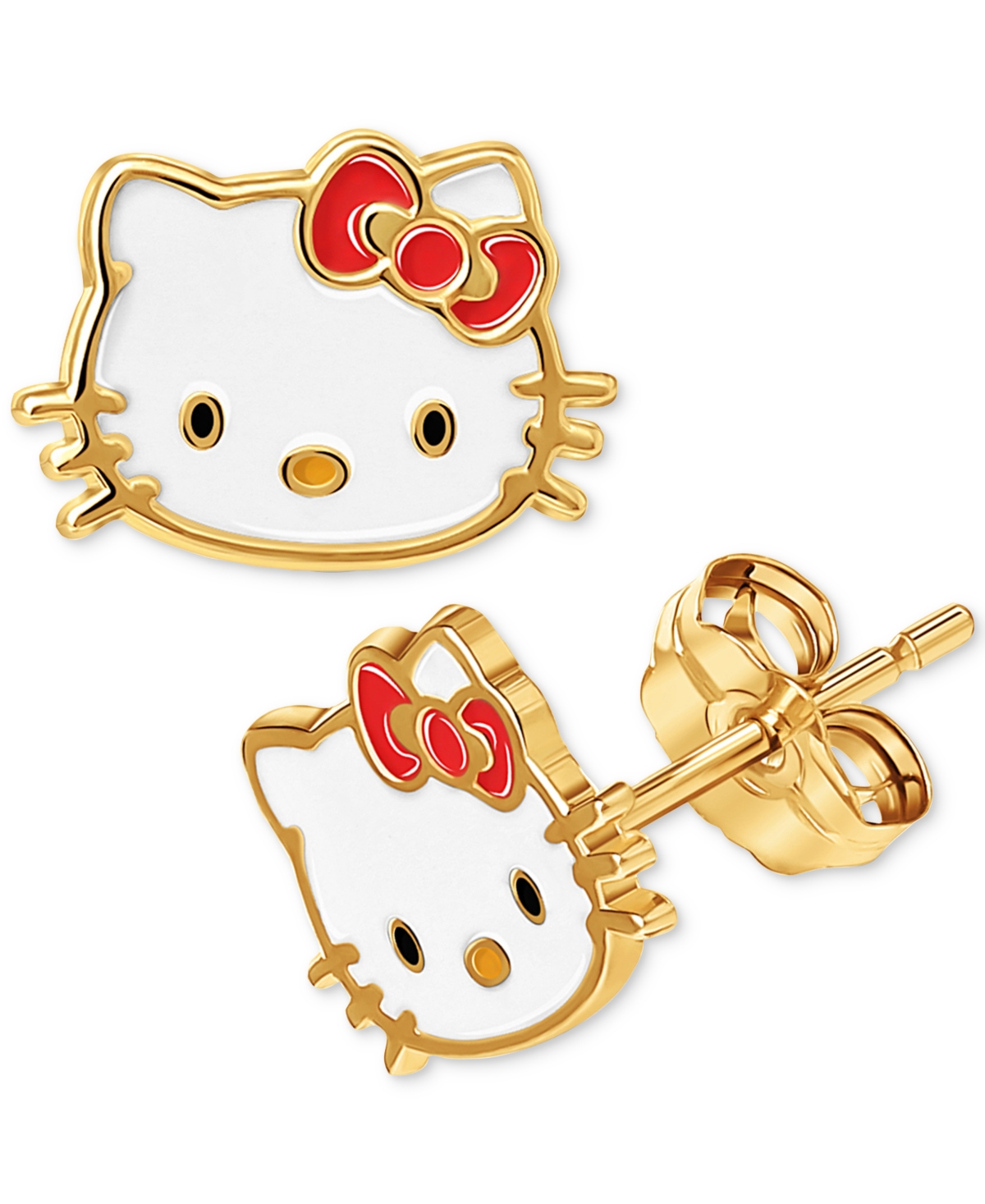 Macy's Hello Kitty Enamel Stud Earrings In 10k Gold