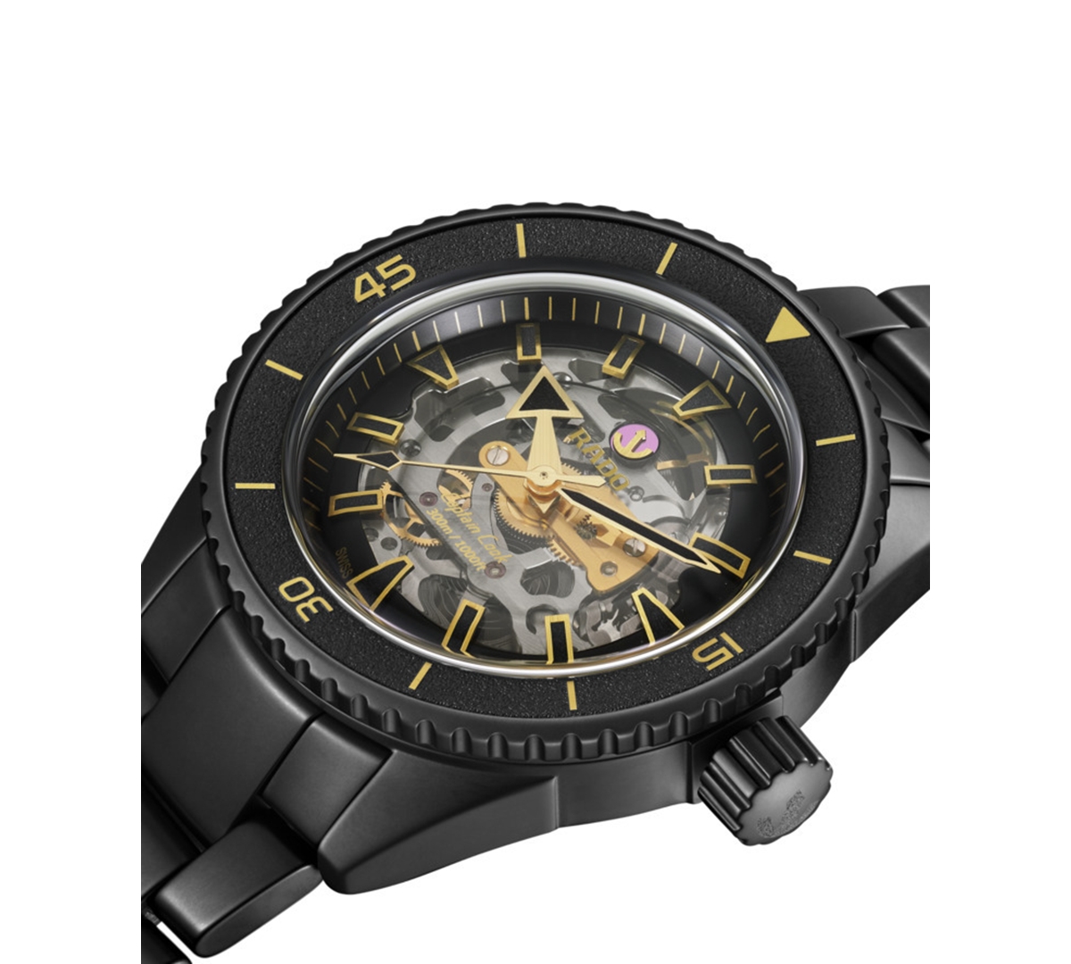 RADO MEN'S SWISS AUTOMATIC CAPTAIN COOK BLACK HIGH-TECH CERAMIC BRACELET WATCH 43MM