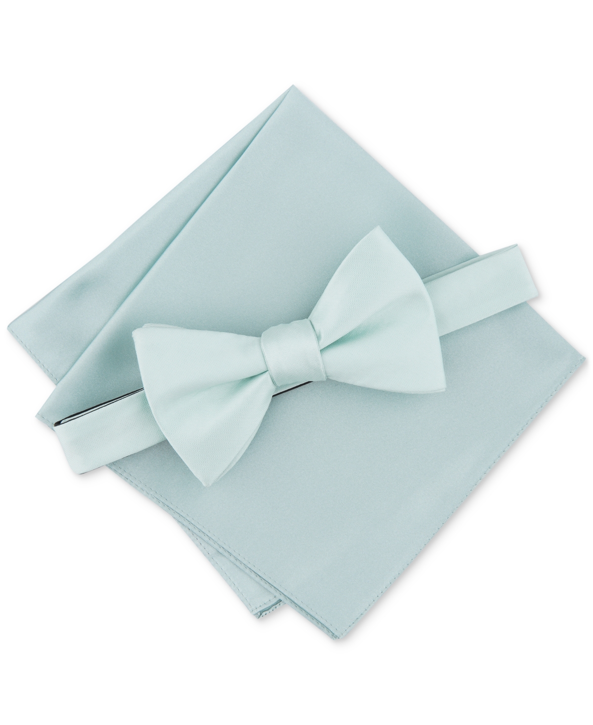 Alfani Men's Solid Texture Pocket Square And Bowtie, Created For Macy's In Mint