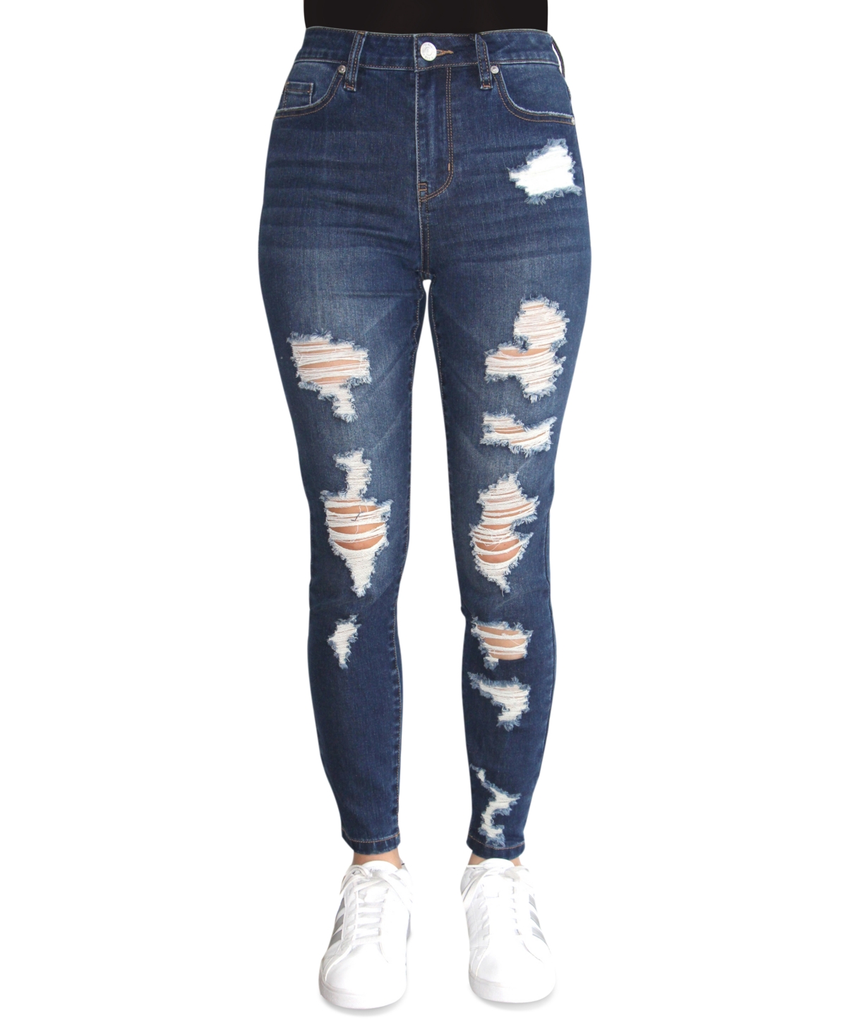 Almost Famous Juniors' High-Rise Destructed Skinny Jeans