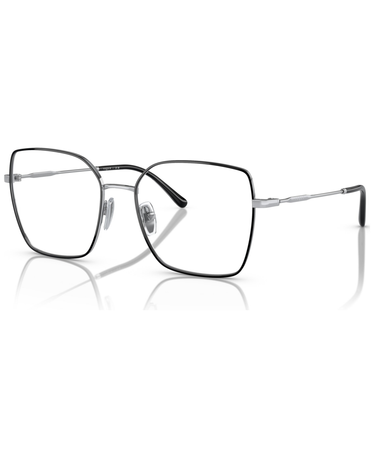 Vogue Eyewear Women's Irregular Eyeglasses, Vo4274 53 In Top Black,silver-tone