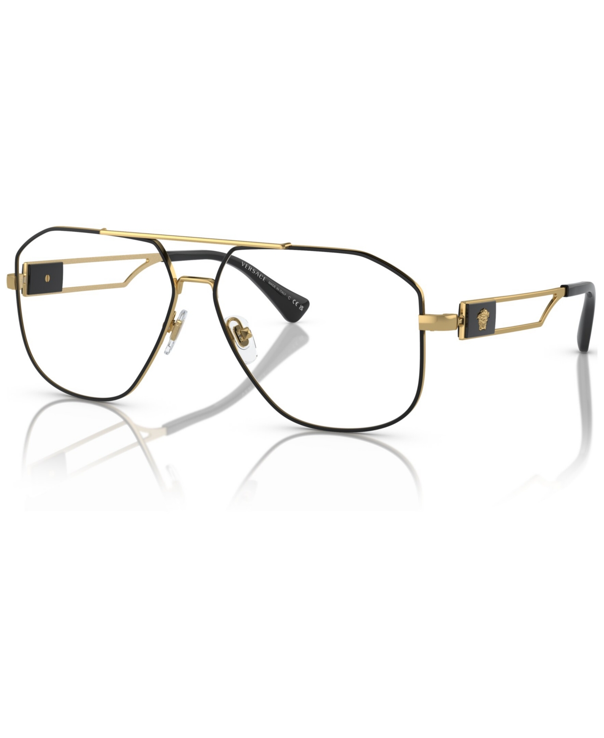 Men's Pilot Eyeglasses, VE1287 57 - Black, Gold-Tone