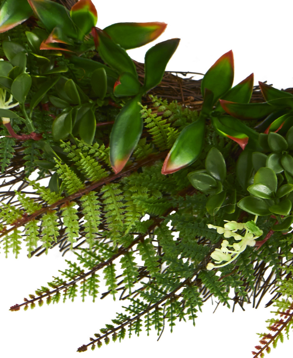 Nearly Natural 23" Assorted Fern Wreath In Green