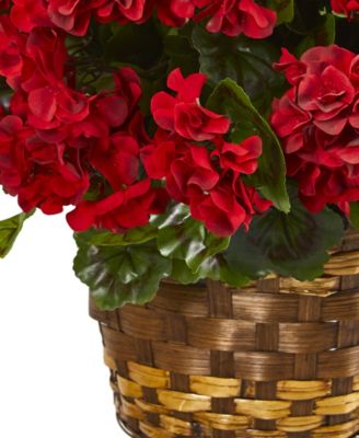 19" Geranium Hanging Basket Artificial Plant UV Resistant
