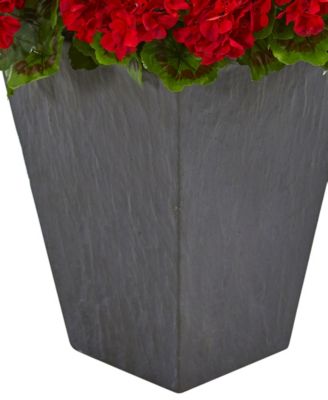 Geranium Artificial Plant in Slate Plater UV Resistant
