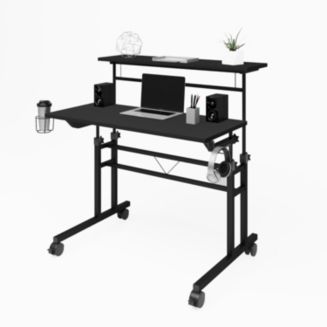 Simplie Fun Rolling Writing Desk With Height Adjustable Desktop And ...