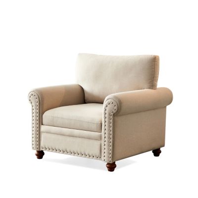 Living Room Sofa Single Seat Chair With Wood Leg Fabric