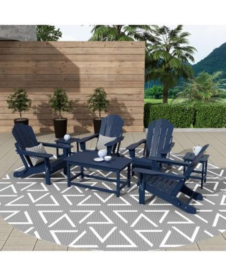 7 Piece Set Outdoor Folding Adirondack Chairs with Coffee Table Side Table