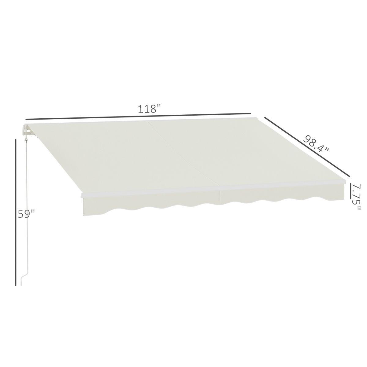 Outsunny Electric Awning, Retractable Awning, Uv Protection Sun Shade Shelter with Remote Controller and Manual Crank Handle for Deck, Balcon