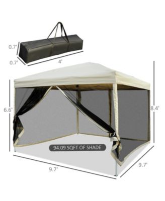 10' x 10' Pop Up Canopy Tent with Breathable Mesh Sidewalls, Easy Height Adjustable, Easy Transport Carrying Bag for Backyard Garden Patio