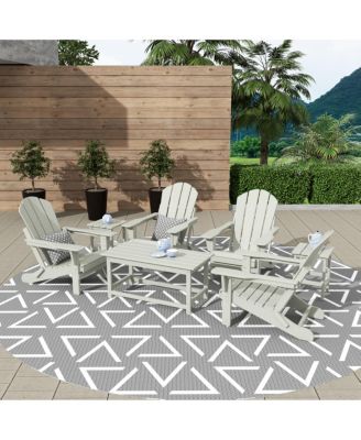 7 Piece Set Outdoor Folding Adirondack Chairs with Coffee Table Side Table