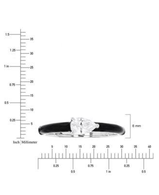 Cubic Zirconia Pear & Hand-Painted Enamel Ring in Sterling Silver