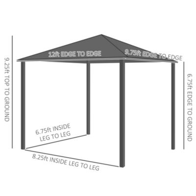 10' x 12' Metal Roof Hardtop Gazebo with Wood Grain Metal Frame