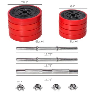 Barbell Dumbbells 2-in-1 Combo Free Weight Set, 44 lbs.