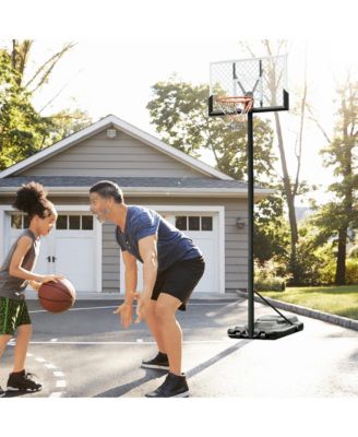 Portable Basketball Hoop with 43'' Backboard and Wheels, 7.2ft-12ft Height-Adjustable Basketball Goal for Indoor Outdoor Use