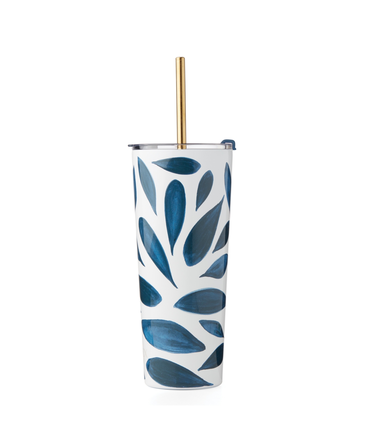 Shop Lenox Blue Bay Stainless Steel Tumbler With Straw In Leaf
