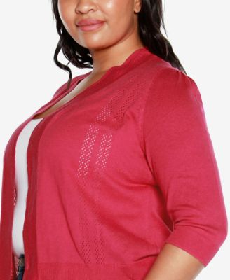 Plus Size 3/4 Sleeve Open Cardigan Sweater