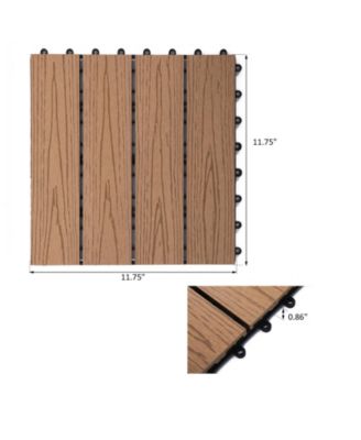 12" 11pc Wood-Plastic Composite Flooring Deck Interlocking Tiles