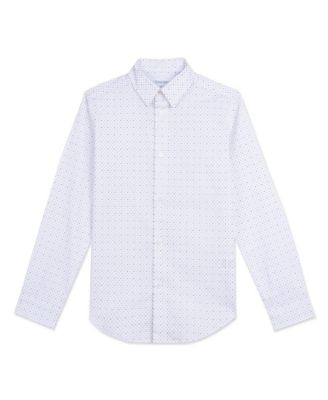 Big Boys Husky Slim-Fit Stretch Logo Dot-Print Dress Shirt