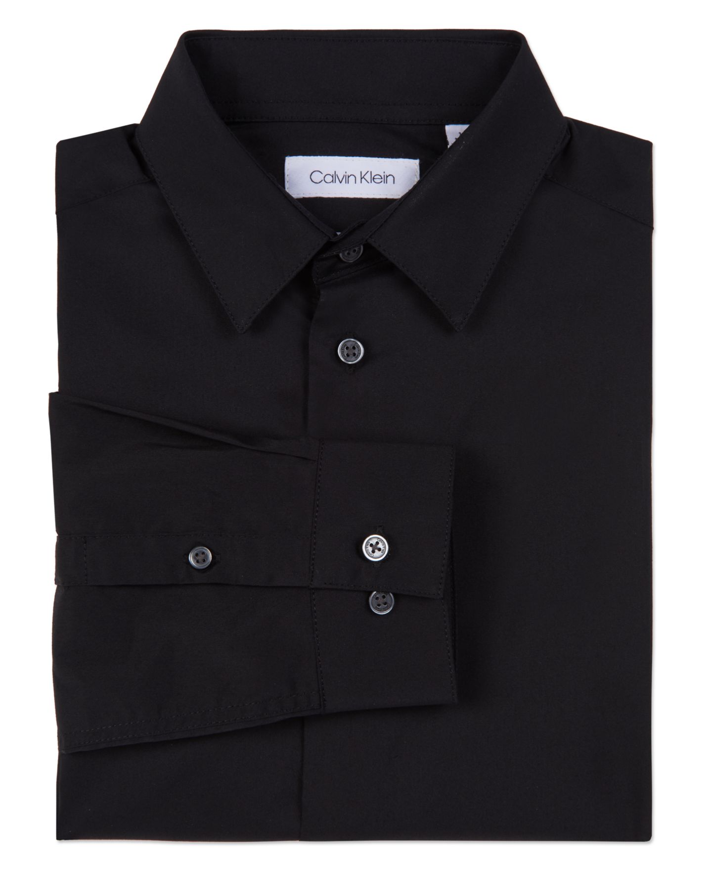 Рубашка Calvin Klein Husky Solid Stretch Poplin Shirt для мальчиков, цвет: Чёрный — фото 1