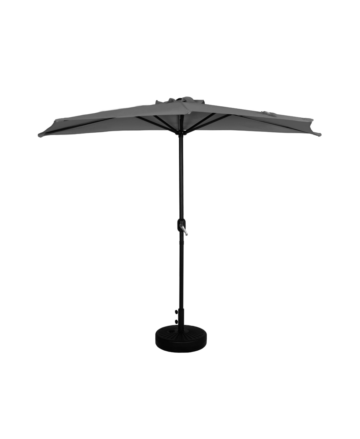 9 Ft Outdoor Half Market Umbrella with Black Round Weight Base Set - Navy blue