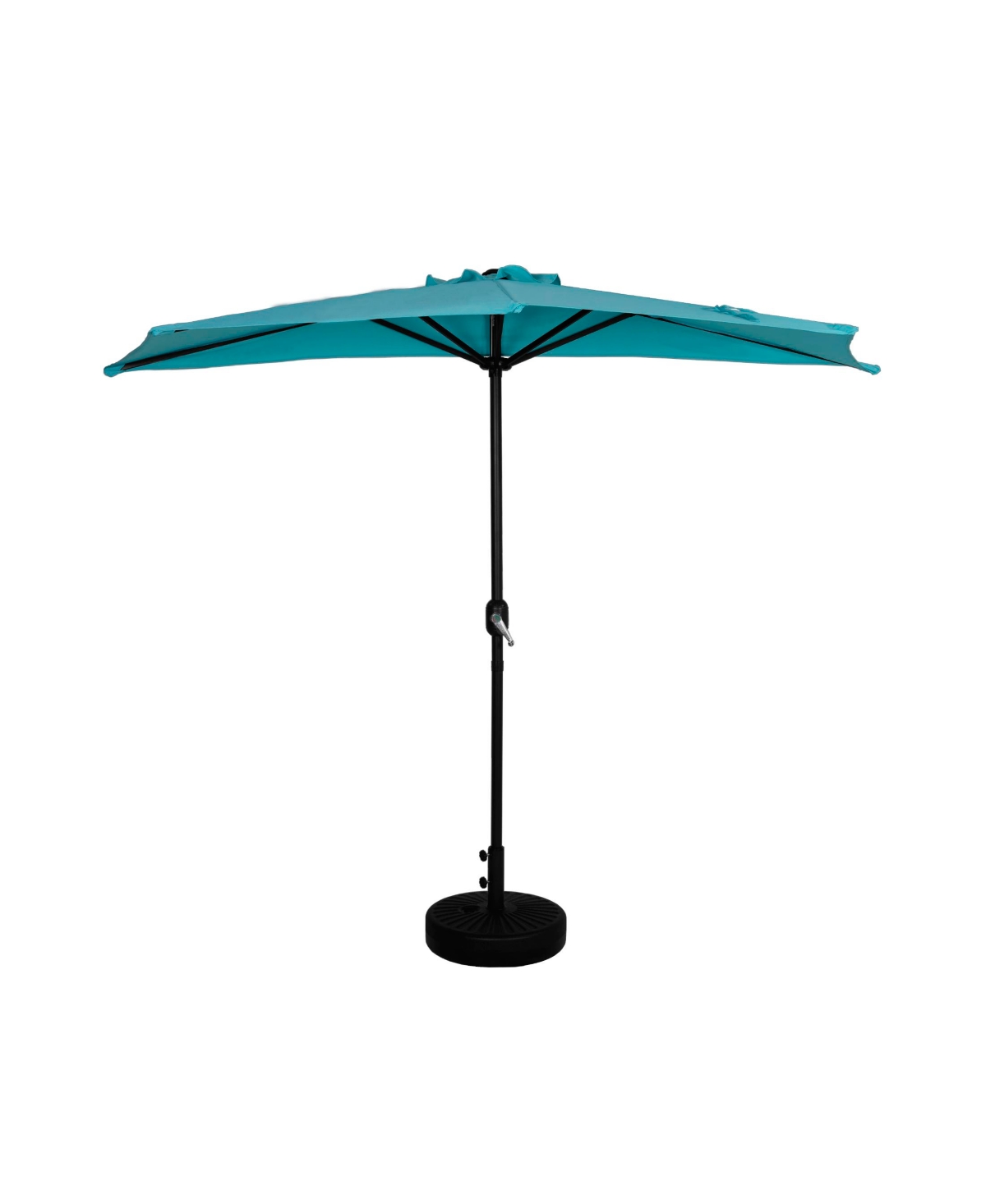 9 Ft Outdoor Half Market Umbrella with Black Round Weight Base Set - Turquoise