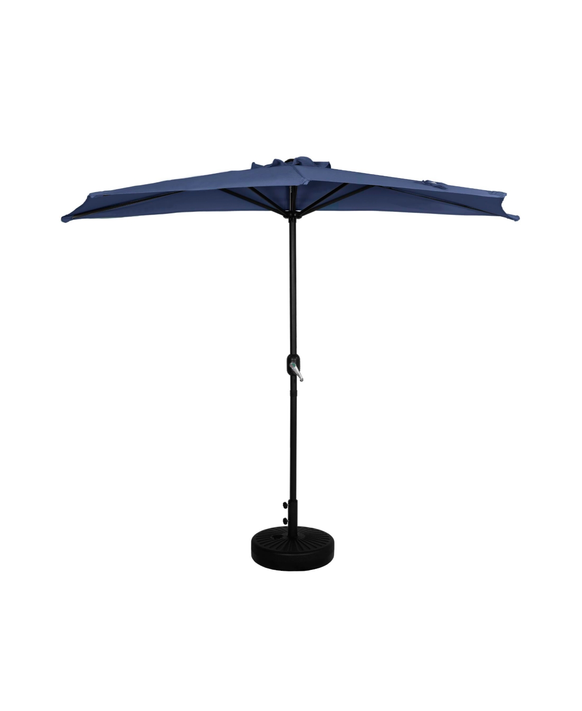 9 Ft Outdoor Half Market Umbrella with Black Round Weight Base Set - Navy blue