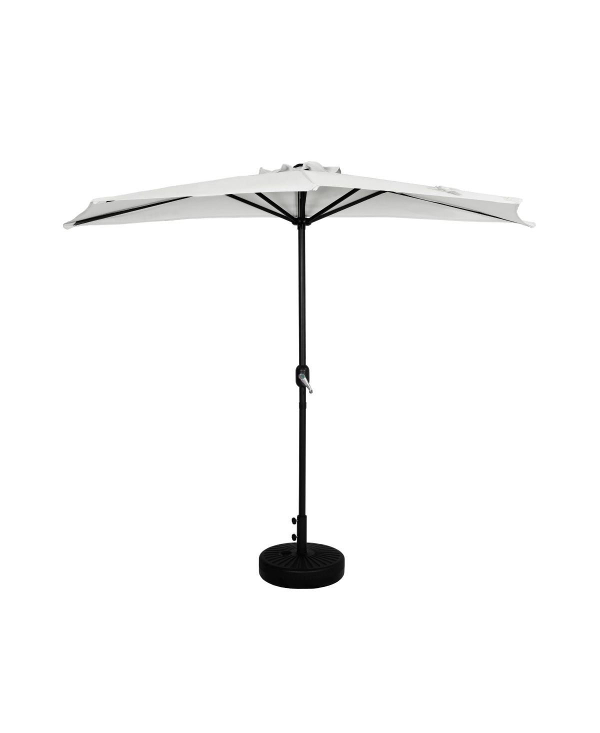 9 Ft Outdoor Half Market Umbrella with Black Round Weight Base Set - Navy blue