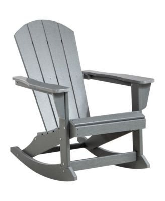 Outdoor Rocking Chair, HDPE Adirondack Style Rocker Chair for Porch, Garden, Patio, Light Gray