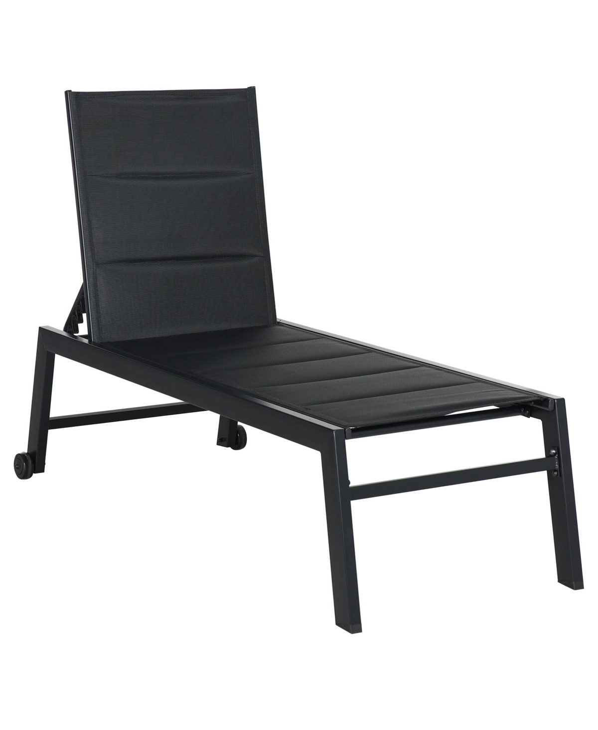 Outsunny Outdoor Chaise Lounge Chair, Pool & Sun Tanning Chair With Five-position Reclining Back, Wheels, Thi In Black