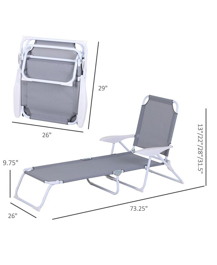 Outsunny Folding Chaise Lounge, Outdoor Sun Tanning Chair, Four