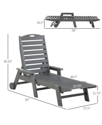 Outdoor Chaise Lounge Chair, Waterproof Pool Furniture with Reclining Adjustable Backrest & Wheels for Beach, Tanning, Poolside, Patio, Light Gray