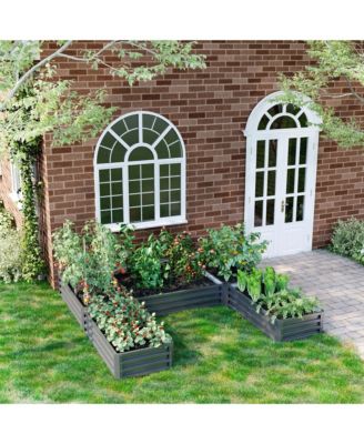 Raised Garden Bed Set, DIY Large Steel Planters Box,