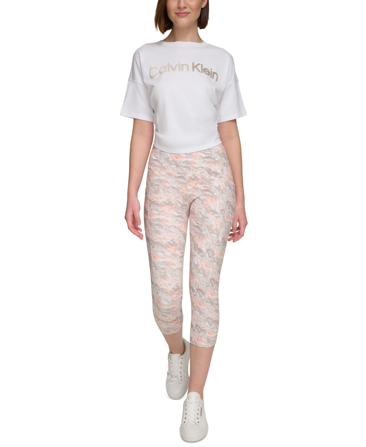 Calvin Klein Performance Women's Printed High-waist Leggings In Fluo Peach