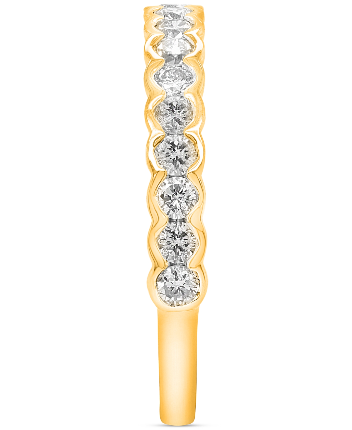 Forever Grown Diamonds Lab-Created Diamond Scalloped Band (1/2 ct. t.w.) in 14k Gold-Plated Sterling Silver - Gold-Plated Sterling Silver